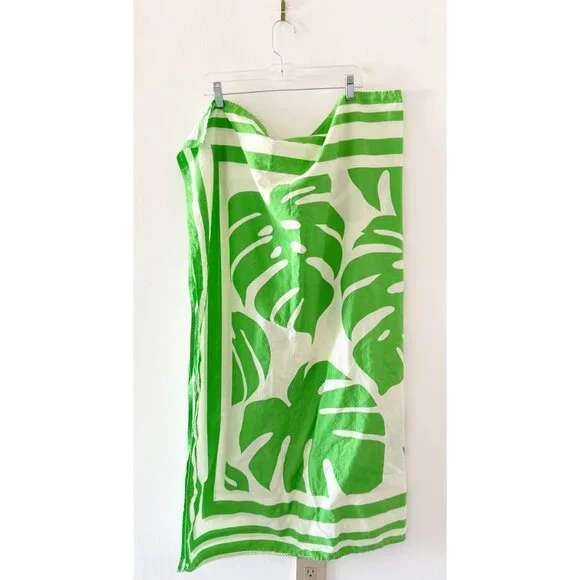 Michael Kors Hawaii Tropical Palm Print Green Multi-Way Beach Sarong Wrap Pareo - Picture 2 of 5